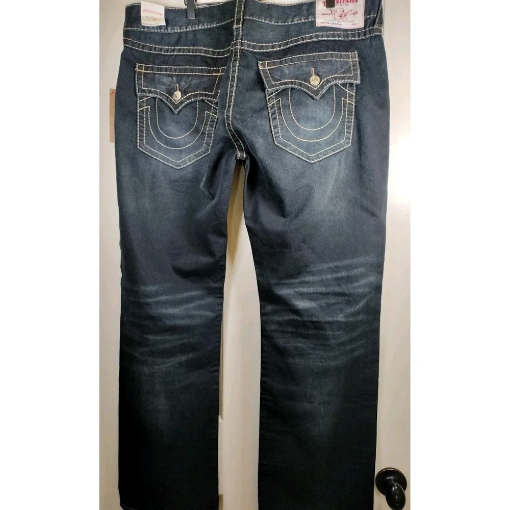 NWT True Religion Straight Flap Big T Jeans Men 42x32 (33) Moonlight Marble